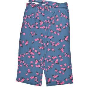 Torrid Women's Plus Size 4 Blue Floral Polyester Dress Pants Wide Leg